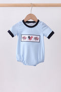Blue Character Embroidery Gingham Bubble